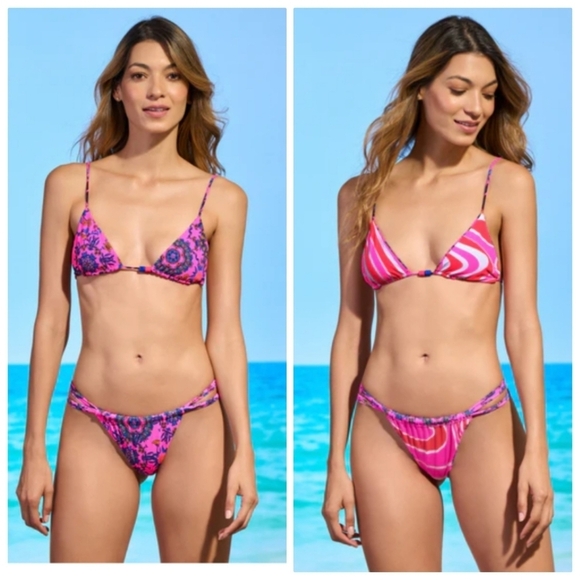 New Maaji Kaleidoscope Zen Sliding Triangle Top/Hope Split Bottom Reversible Set - Picture 1 of 13